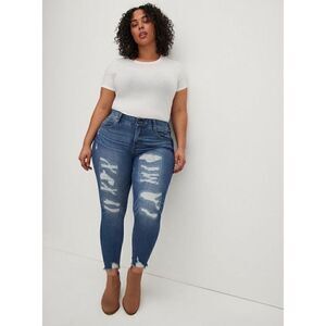 NWT Torrid Bombshell Skinny Premium Stretch High-Rise Destructed Jean, Size 22R